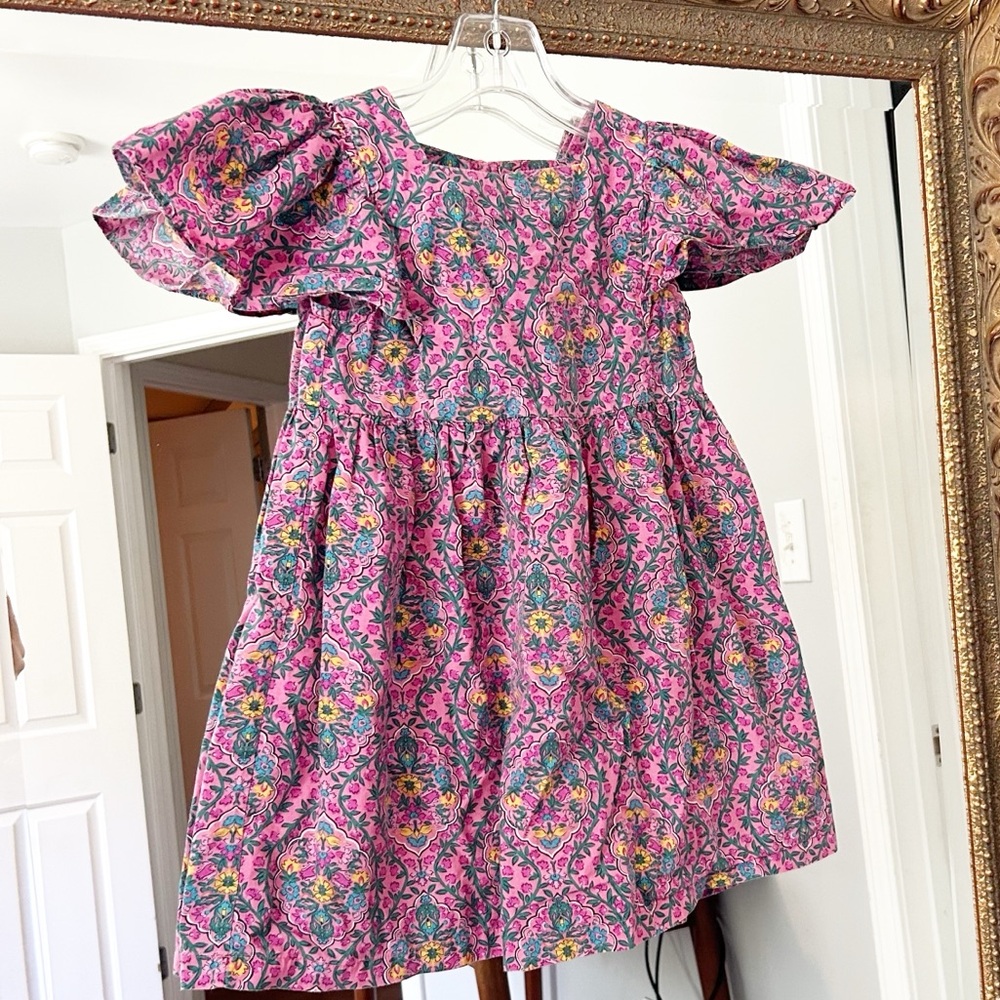Boden Pink Floral Cotton Casual Dress for Kids